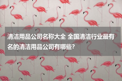 清洁用品公司名称大全 全国清洁行业最有名的清洁用品公司有哪些？