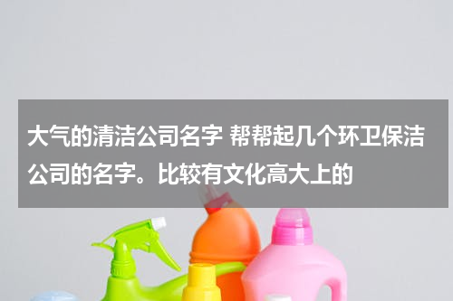 大气的清洁公司名字 帮帮起几个环卫保洁公司的名字。比较有文化高大上的