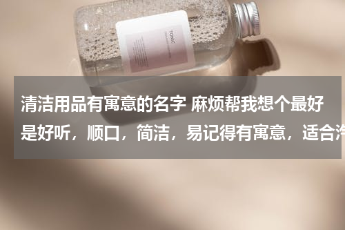 清洁用品有寓意的名字 麻烦帮我想个最好是好听，顺口，简洁，易记得有寓意，适合汽修修理，美容，洗车等业务的长远发展的店名？