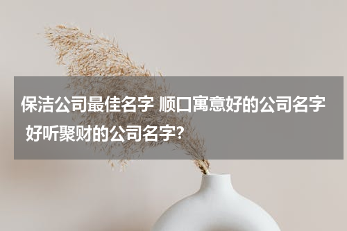 保洁公司最佳名字 顺口寓意好的公司名字 好听聚财的公司名字？